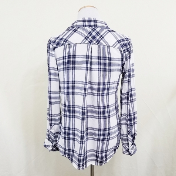 Rails Kendra plaid flannel shirt indigo white xs - Picture 3 of 6